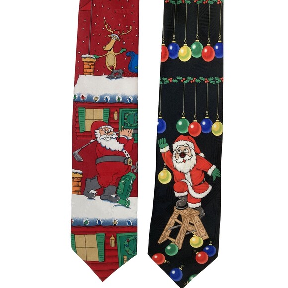 Christmas Ties By Specialties Ties/Daland Designs Santa Golfing & Musical Santa - Picture 1 of 3
